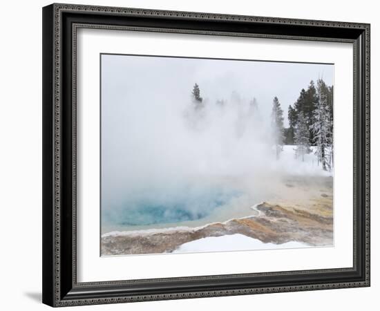 West Thumb Geyser Basin Winter Landscape with Geothermal Spring, Yellowstone National Park, UNESCO -Kimberly Walker-Framed Photographic Print