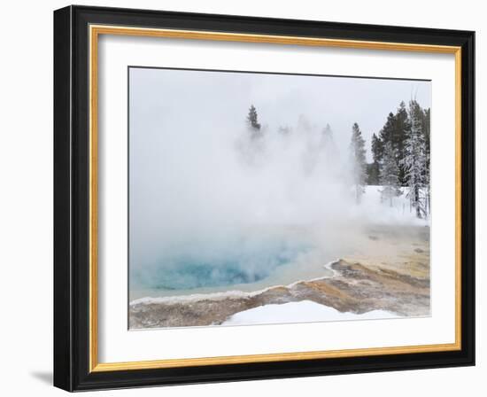 West Thumb Geyser Basin Winter Landscape with Geothermal Spring, Yellowstone National Park, UNESCO -Kimberly Walker-Framed Photographic Print