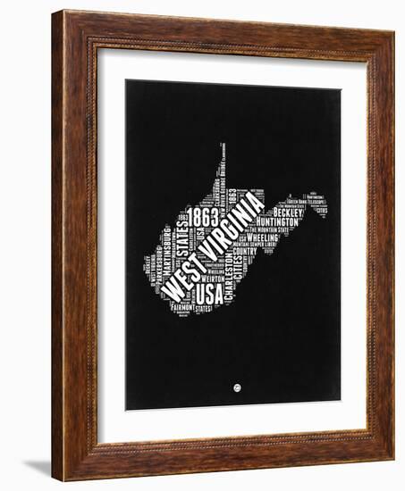 West Virginia Black and White Map-NaxArt-Framed Art Print