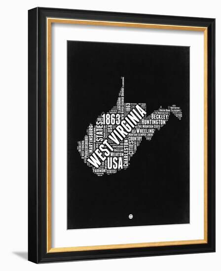 West Virginia Black and White Map-NaxArt-Framed Art Print