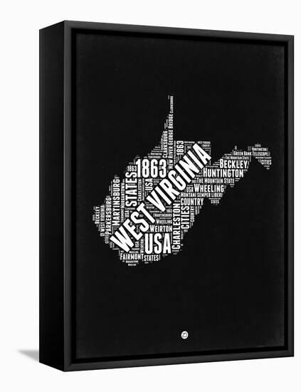 West Virginia Black and White Map-NaxArt-Framed Stretched Canvas