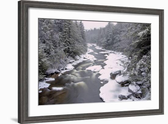 West Virginia, Blackwater Falls SP. Stream in Winter Landscape-Jay O'brien-Framed Photographic Print