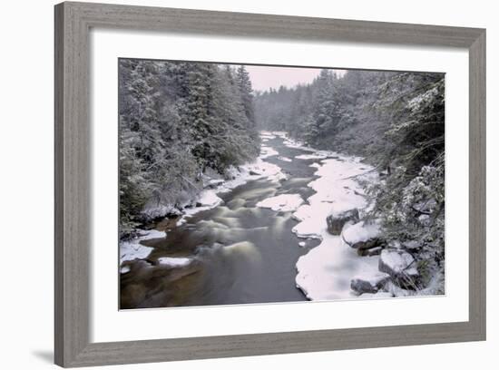 West Virginia, Blackwater Falls SP. Stream in Winter Landscape-Jay O'brien-Framed Photographic Print