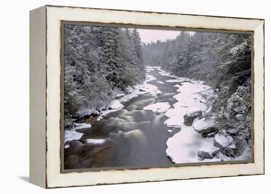 West Virginia, Blackwater Falls SP. Stream in Winter Landscape-Jay O'brien-Framed Premier Image Canvas