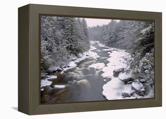 West Virginia, Blackwater Falls SP. Stream in Winter Landscape-Jay O'brien-Framed Premier Image Canvas