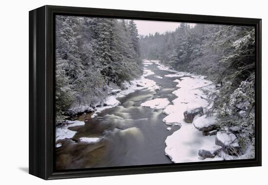 West Virginia, Blackwater Falls SP. Stream in Winter Landscape-Jay O'brien-Framed Premier Image Canvas