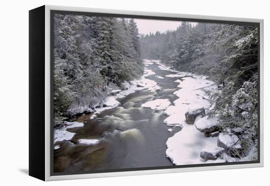 West Virginia, Blackwater Falls SP. Stream in Winter Landscape-Jay O'brien-Framed Premier Image Canvas