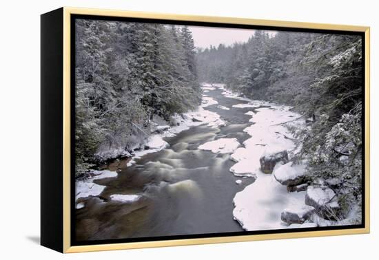 West Virginia, Blackwater Falls SP. Stream in Winter Landscape-Jay O'brien-Framed Premier Image Canvas