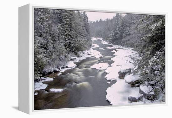 West Virginia, Blackwater Falls SP. Stream in Winter Landscape-Jay O'brien-Framed Premier Image Canvas