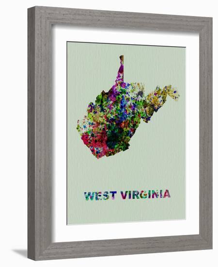 West Virginia Color Splatter Map-NaxArt-Framed Art Print