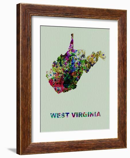 West Virginia Color Splatter Map-NaxArt-Framed Art Print