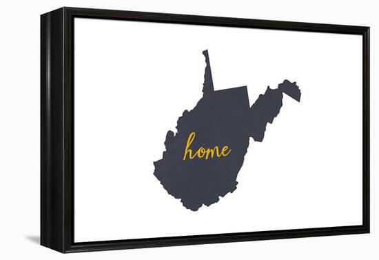 West Virginia - Home State - Gray on White-Lantern Press-Framed Stretched Canvas