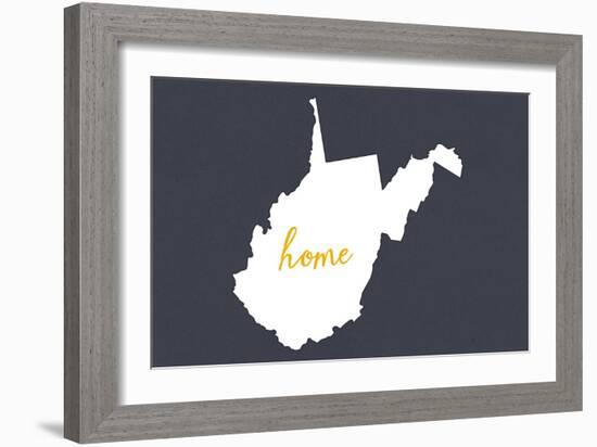 West Virginia - Home State - White on Gray-Lantern Press-Framed Art Print