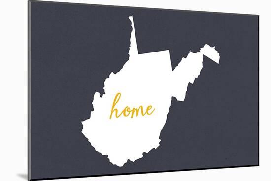 West Virginia - Home State - White on Gray-Lantern Press-Mounted Art Print