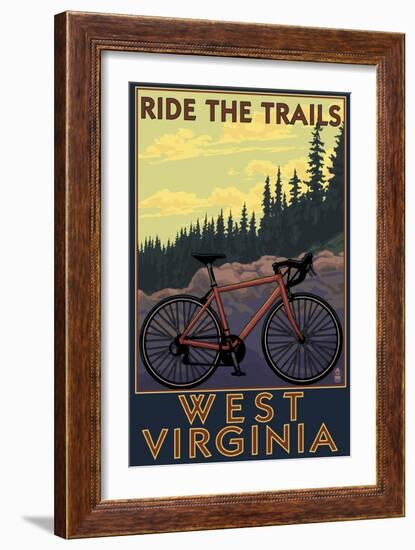 West Virginia - Ride the Trails-Lantern Press-Framed Art Print