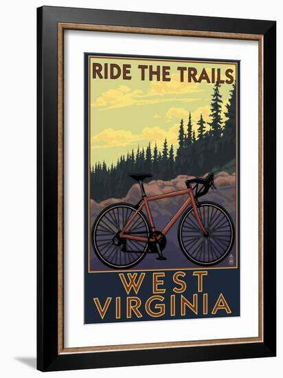 West Virginia - Ride the Trails-Lantern Press-Framed Art Print