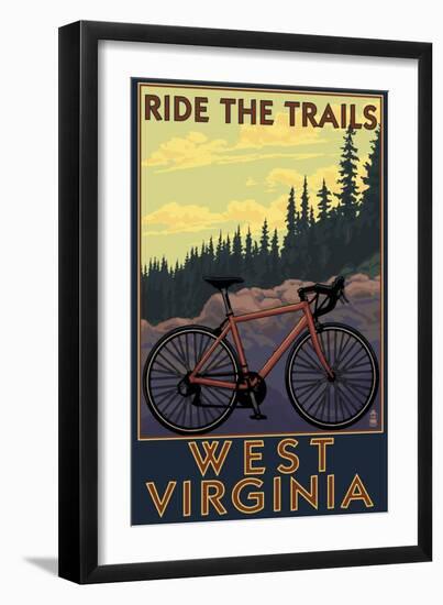 West Virginia - Ride the Trails-Lantern Press-Framed Art Print