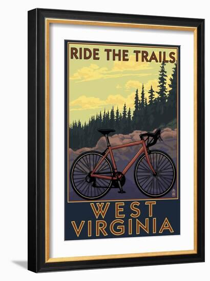 West Virginia - Ride the Trails-Lantern Press-Framed Art Print