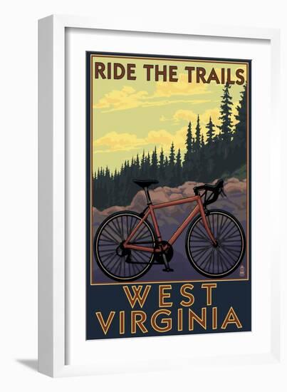 West Virginia - Ride the Trails-Lantern Press-Framed Premium Giclee Print