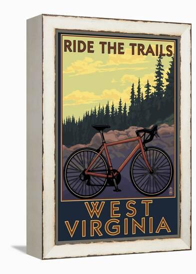 West Virginia - Ride the Trails-Lantern Press-Framed Stretched Canvas