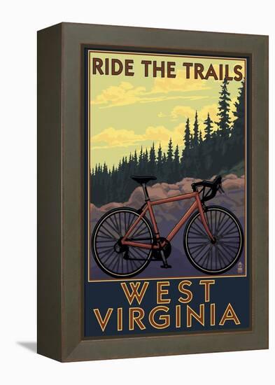 West Virginia - Ride the Trails-Lantern Press-Framed Stretched Canvas