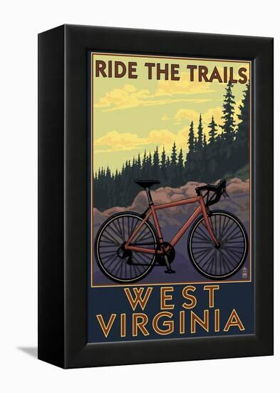 West Virginia - Ride the Trails-Lantern Press-Framed Stretched Canvas