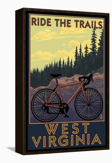 West Virginia - Ride the Trails-Lantern Press-Framed Stretched Canvas