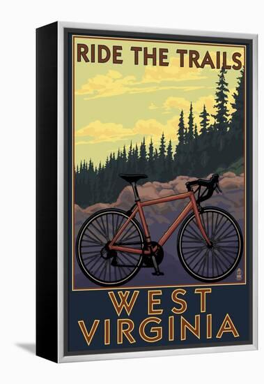 West Virginia - Ride the Trails-Lantern Press-Framed Stretched Canvas