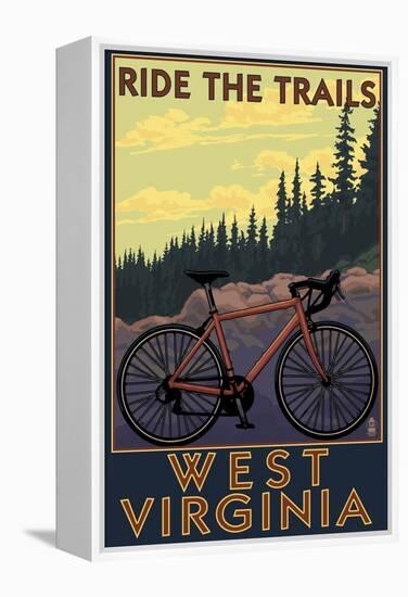 West Virginia - Ride the Trails-Lantern Press-Framed Stretched Canvas