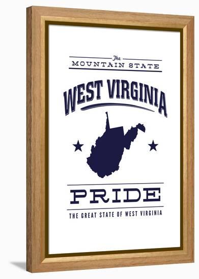 West Virginia State Pride - Blue on White-Lantern Press-Framed Stretched Canvas