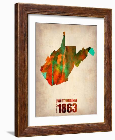 West Virginia Watercolor Map-NaxArt-Framed Art Print