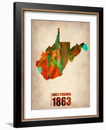 West Virginia Watercolor Map-NaxArt-Framed Art Print