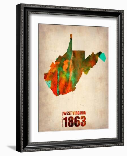 West Virginia Watercolor Map-NaxArt-Framed Art Print