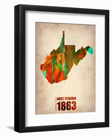 West Virginia Watercolor Map-NaxArt-Framed Art Print