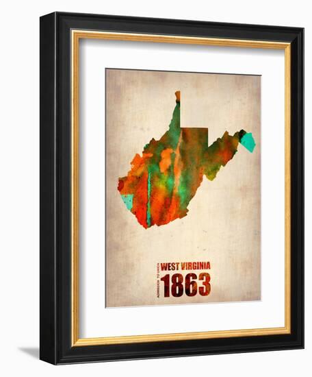 West Virginia Watercolor Map-NaxArt-Framed Art Print