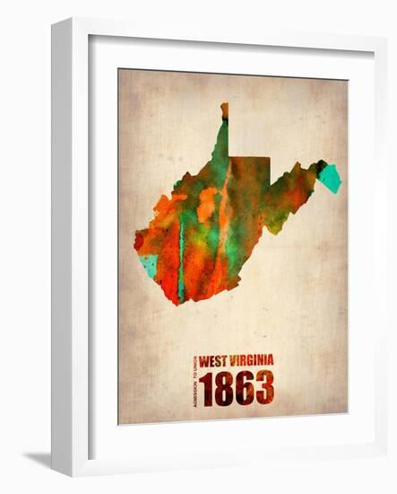 West Virginia Watercolor Map-NaxArt-Framed Art Print