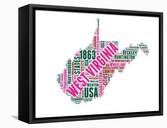 West Virginia Word Cloud Map-NaxArt-Framed Stretched Canvas