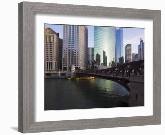 West Wacker Drive and the Chicago River by the Franklyn Street Bridge, Chicago, Illinois, USA-Amanda Hall-Framed Photographic Print