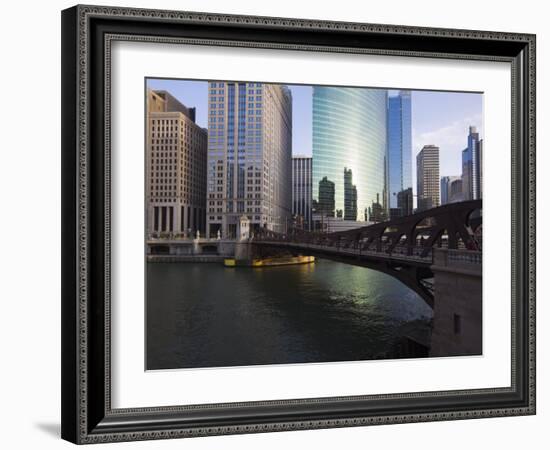 West Wacker Drive and the Chicago River by the Franklyn Street Bridge, Chicago, Illinois, USA-Amanda Hall-Framed Photographic Print