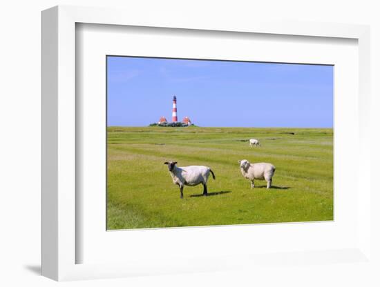 Westerhever Lighthouse, North Sea, Schleswig-Holstein, Westerheversand, Wadden Sea-Herbert Kehrer-Framed Photographic Print