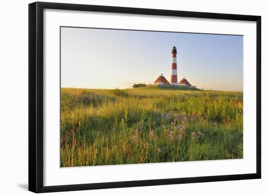 Westerhever Lighthouse, North Sea, Schleswig-Holstein, Westerheversand, Wadden Sea-Herbert Kehrer-Framed Photographic Print