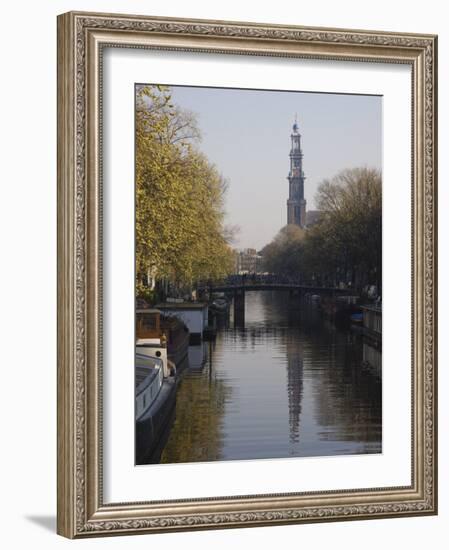 Westerkerk and the Prinsengracht Canal, Amsterdam, Netherlands, Europe-Amanda Hall-Framed Photographic Print