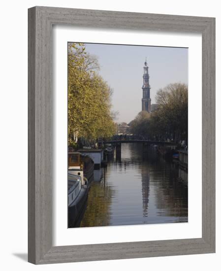 Westerkerk and the Prinsengracht Canal, Amsterdam, Netherlands, Europe-Amanda Hall-Framed Photographic Print