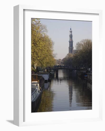 Westerkerk and the Prinsengracht Canal, Amsterdam, Netherlands, Europe-Amanda Hall-Framed Photographic Print