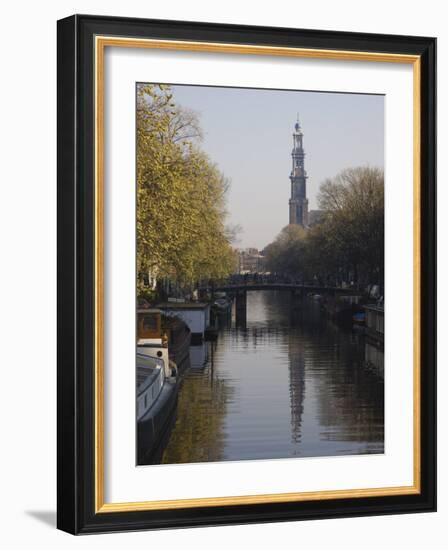 Westerkerk and the Prinsengracht Canal, Amsterdam, Netherlands, Europe-Amanda Hall-Framed Photographic Print