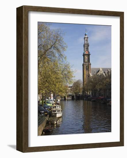 Westerkerk Church and the Prinsengracht Canal, Amsterdam, Netherlands, Europe-Amanda Hall-Framed Photographic Print