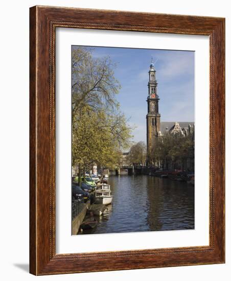 Westerkerk Church and the Prinsengracht Canal, Amsterdam, Netherlands, Europe-Amanda Hall-Framed Photographic Print