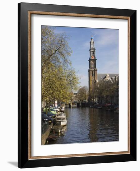 Westerkerk Church and the Prinsengracht Canal, Amsterdam, Netherlands, Europe-Amanda Hall-Framed Photographic Print