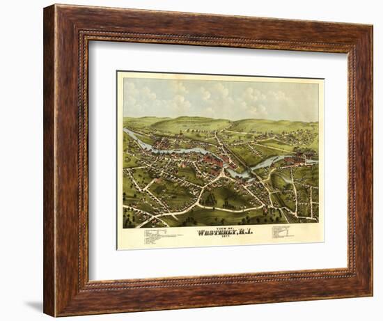 Westerly, Rhode Island - Panoramic Map-Lantern Press-Framed Art Print