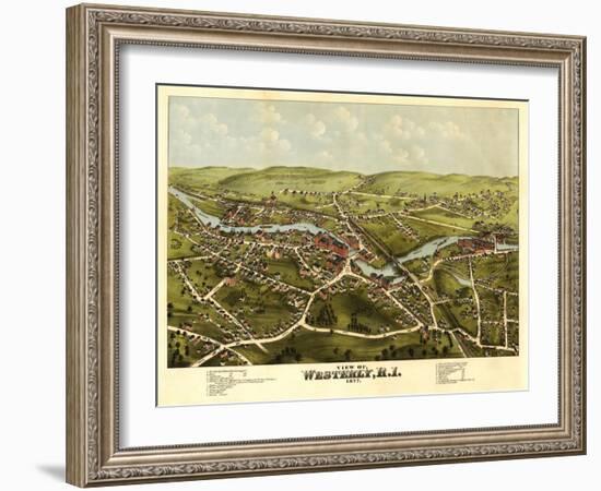 Westerly, Rhode Island - Panoramic Map-Lantern Press-Framed Art Print